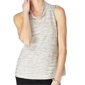 J. Jill Pure Jill Womens Cowlneck Sweater S Heathered Gray Cotton Sleeveless